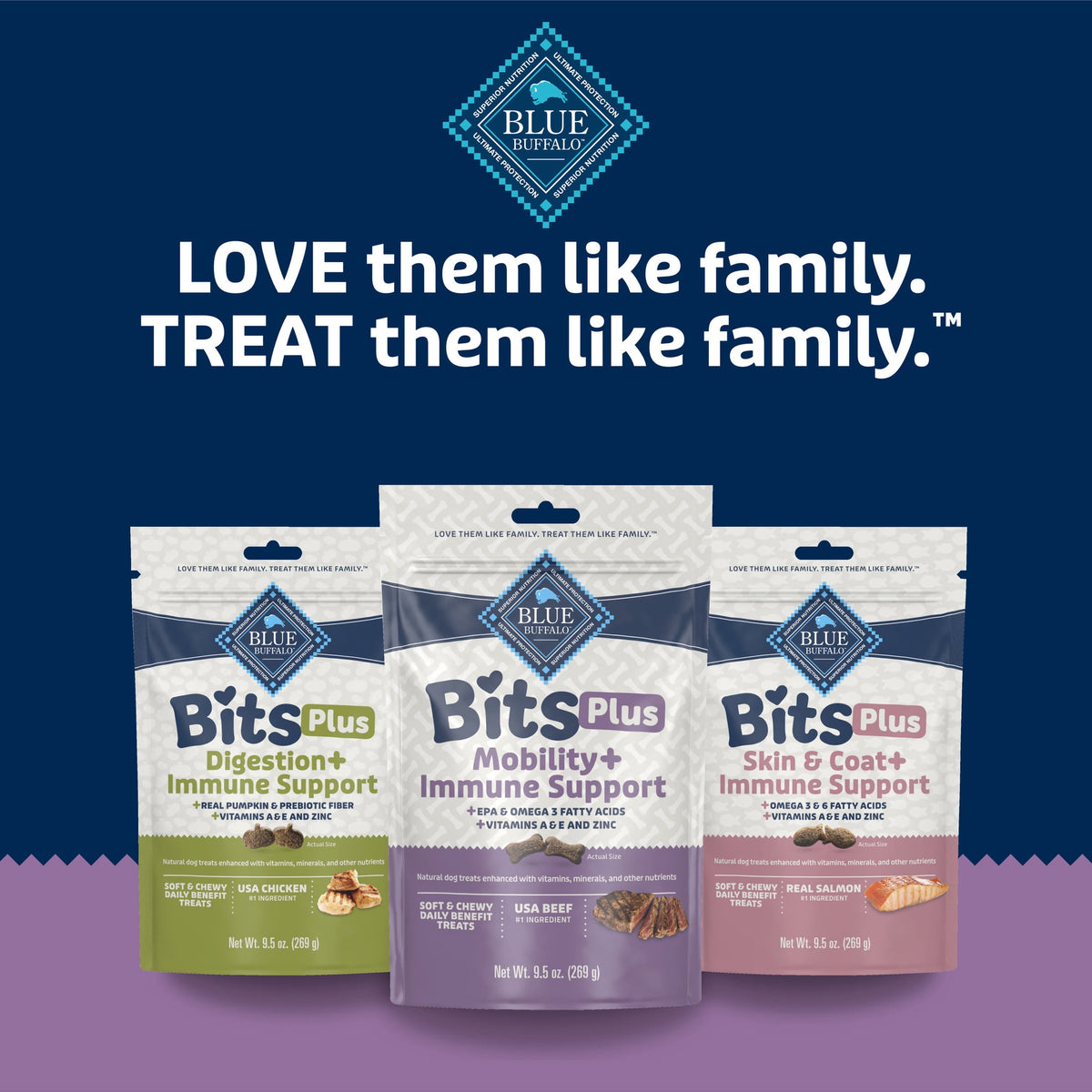 Blue Buffalo BLUE Bits Plus Mobility and Immune Support Daily Benefit Dog Treats, Soft & Chewy Beef Morsels, 9.5-oz. Bag