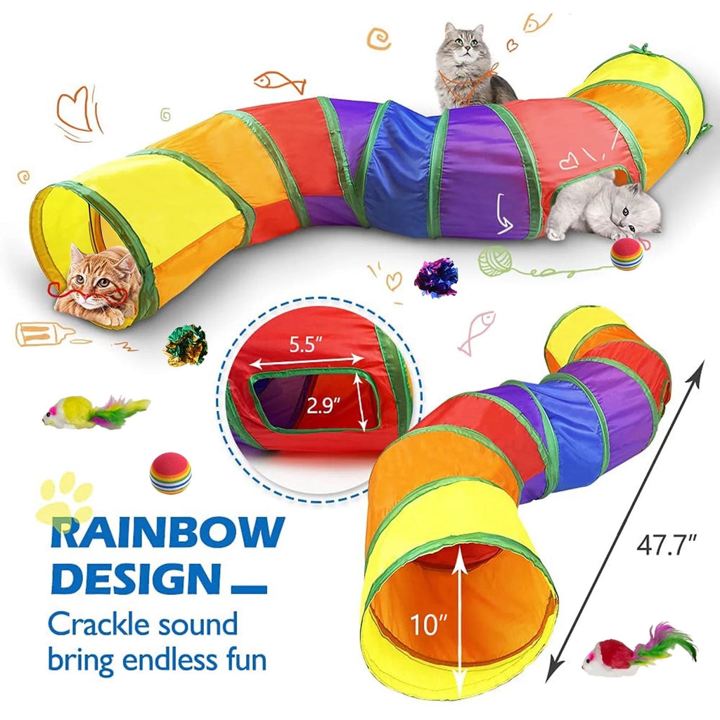 Semfri Cat Toys Tunnels Collapsible Pets Cat Jungle Tunnels Kitty Toys Balls