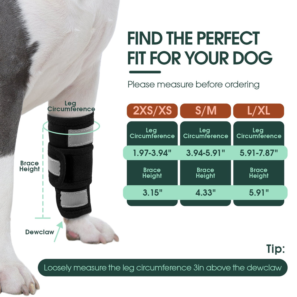 Kuoser Dog Front Leg Brace – Adjustable Carpal Support Wrap for Canine Joint, Wound Recovery & Anti-Licking Sleeve, Black, S/M