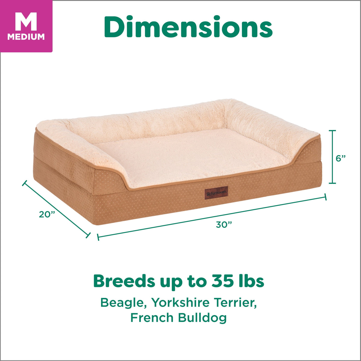 FurHaven Plush & Embossed Velvet Dreamer Orthopedic Sofa Pet Bed for Dogs and Cats - Cognac, Medium
