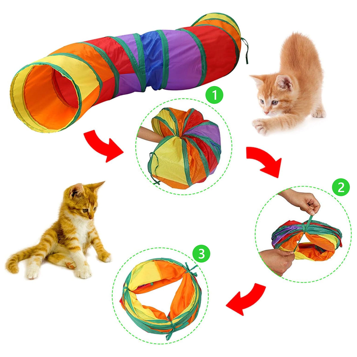 Semfri Cat Toys Tunnels Collapsible Pets Cat Jungle Tunnels Kitty Toys Balls