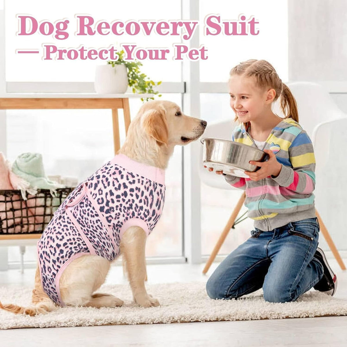 Kuoser Dog Surgical Recovery Suit, Recovery Suit for Female Male Dogs after Surgery, Brown, L