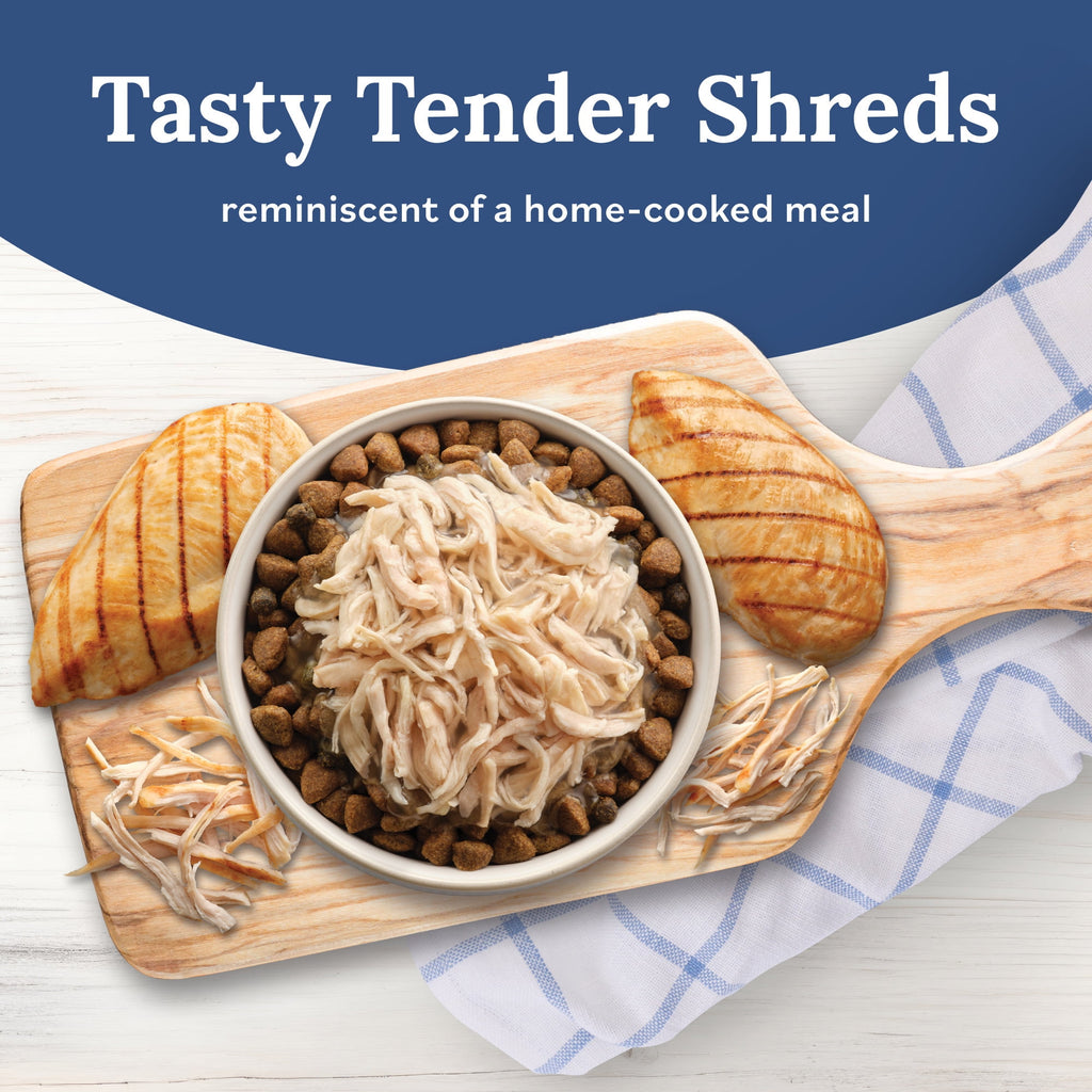 Blue Buffalo Tender Shreds Chicken Toppers, Dog Food, Chicken, 2.5oz. Pouch