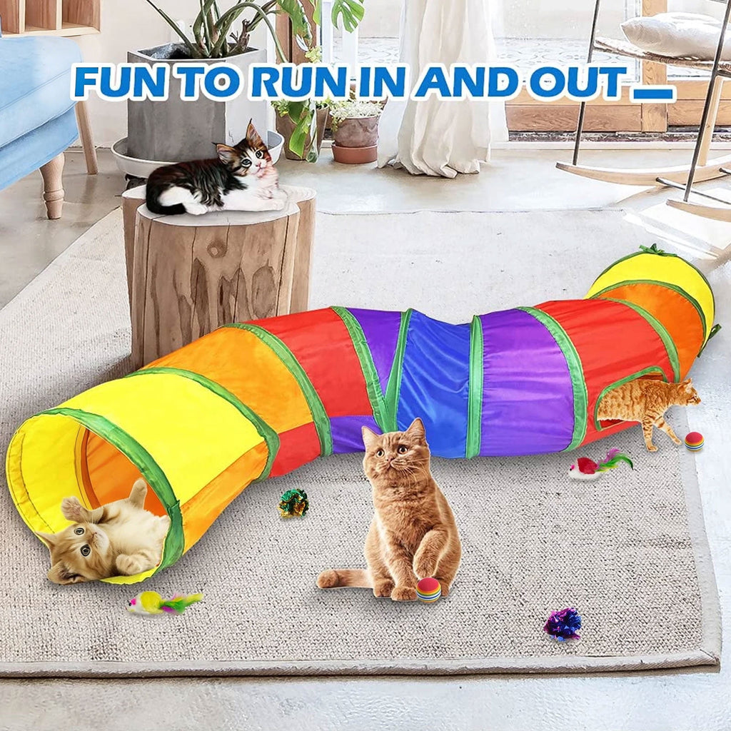 Semfri Cat Toys Tunnels Collapsible Pets Cat Jungle Tunnels Kitty Toys Balls