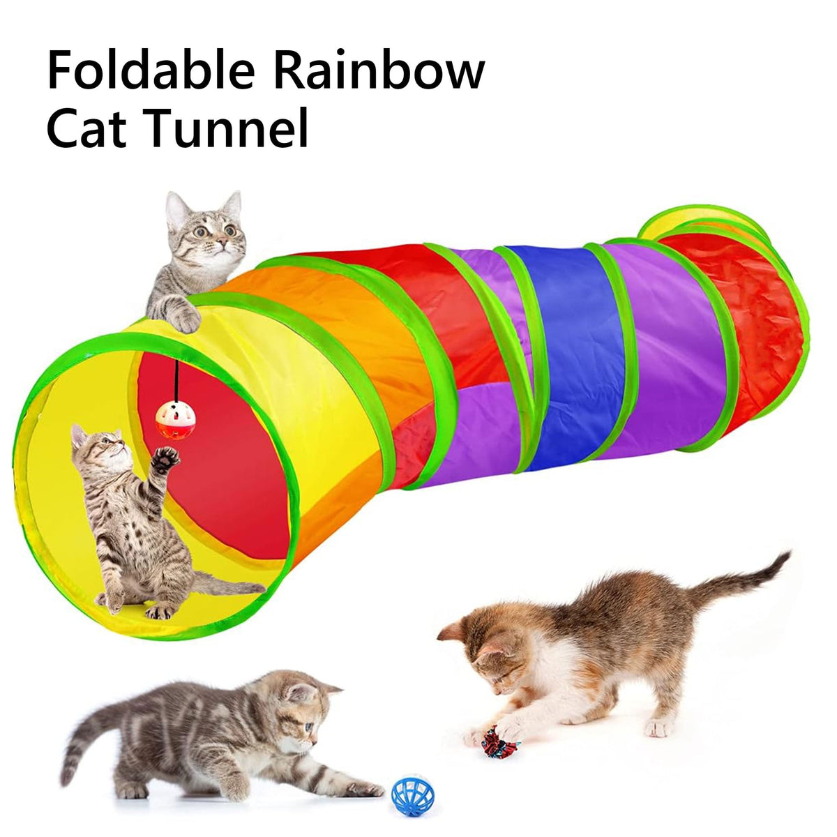 Semfri Cat Toys Tunnels Collapsible Pets Cat Jungle Tunnels Kitty Toys Balls