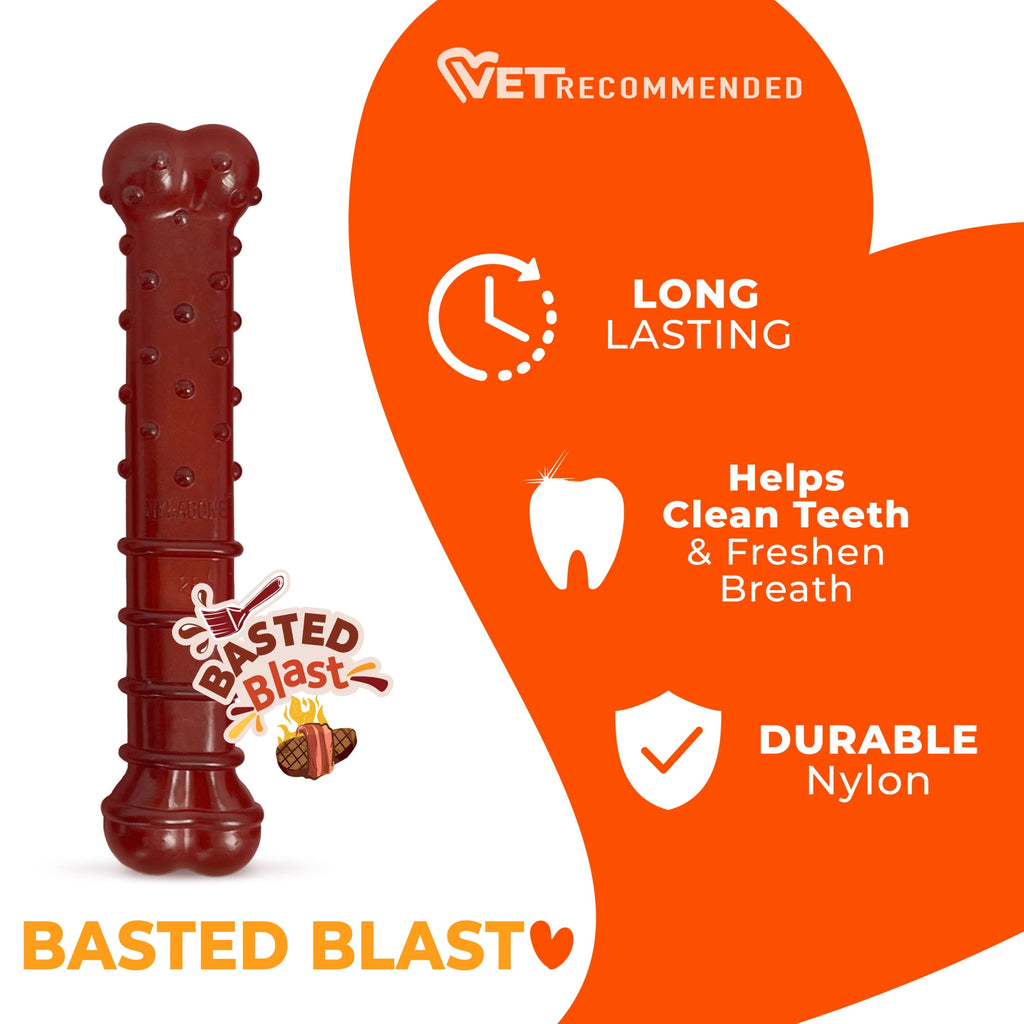 Nylabone Power Chew Textured Bone Dog Toy, Dog Chew Toy, Bacon & Steak Flavor, Large, 1 Count