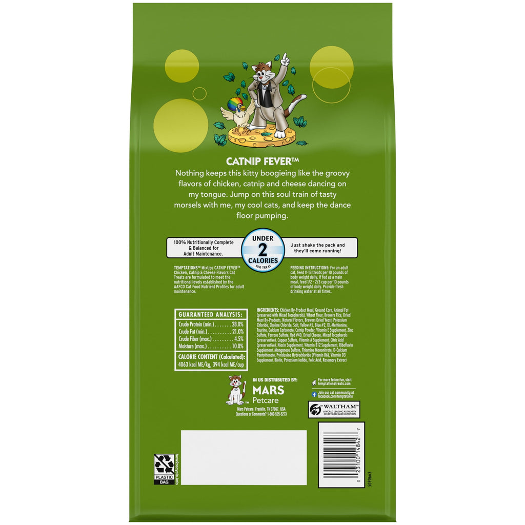 Temptations Mixups Catnip Fever Flavor Crunchy And Soft Treats For Cats, 6.3 Oz Pouch