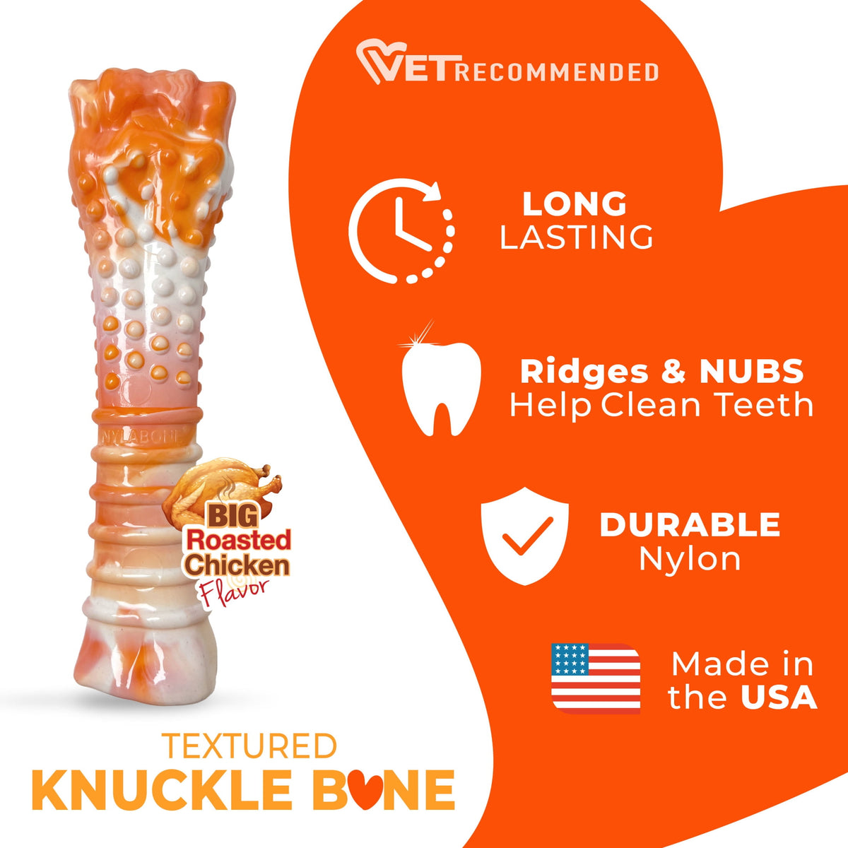 Nylabone Power Chew 70th Birthday Textured Bone Dog Toy, Dog Chew Toy, Chicken Flavor, Medium, 1 Count
