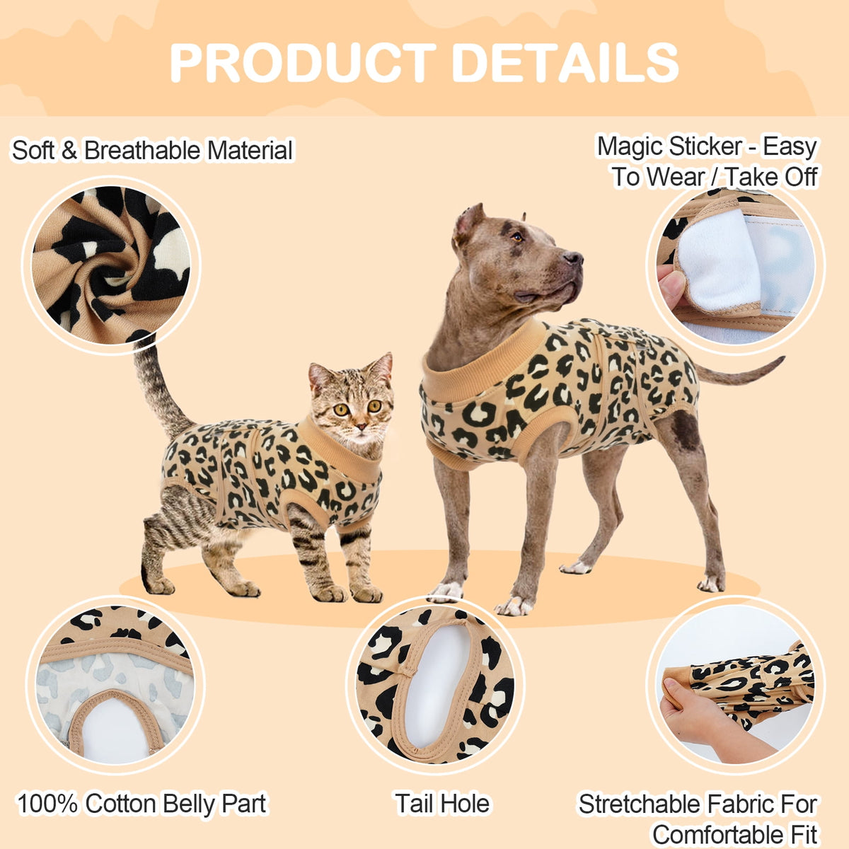 Kuoser Dog Recovery Suit after Surgery, Professional Surgical Onesie for Male Female Dogs, Soft Pet Surgery Suit for Abdominal Wounds Skin Disease, Purple Leopard, XL