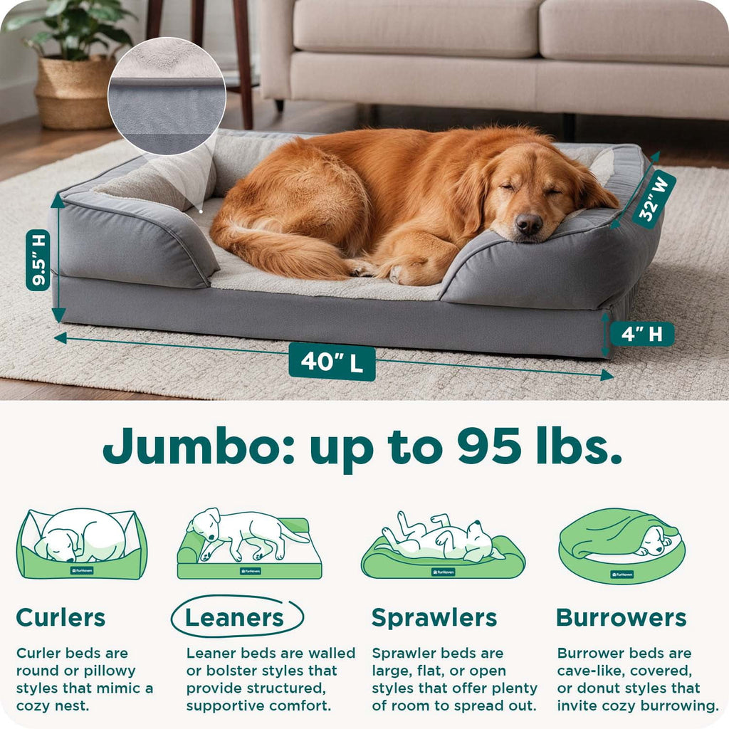 FurHaven Pet Products Velvet Waves Perfect Comfort Cooling Gel Top Sofa-Style Pet Bed for Dogs & Cats - Brownstone, Medium