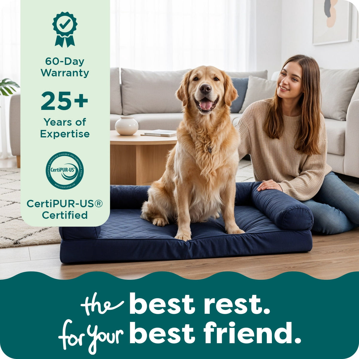 FurHaven Classic Sofa Orthopedic Dog Bed For Large Dogs, Solid Orthopedic Foam Slab for Joint Support, Removable Washable Cover, Jumbo Plus/XXL, Quilted Sofa, Ensign Blue