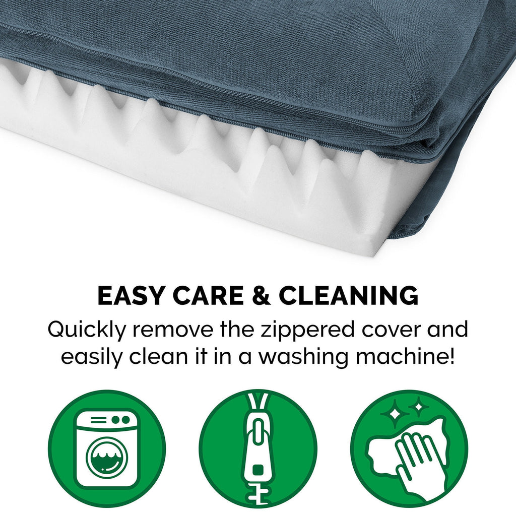 FurHaven Faux Fleece & Chenille Soft Woven Orthopedic Sofa Pet Bed, Orion Blue, Jumbo, 1 Count