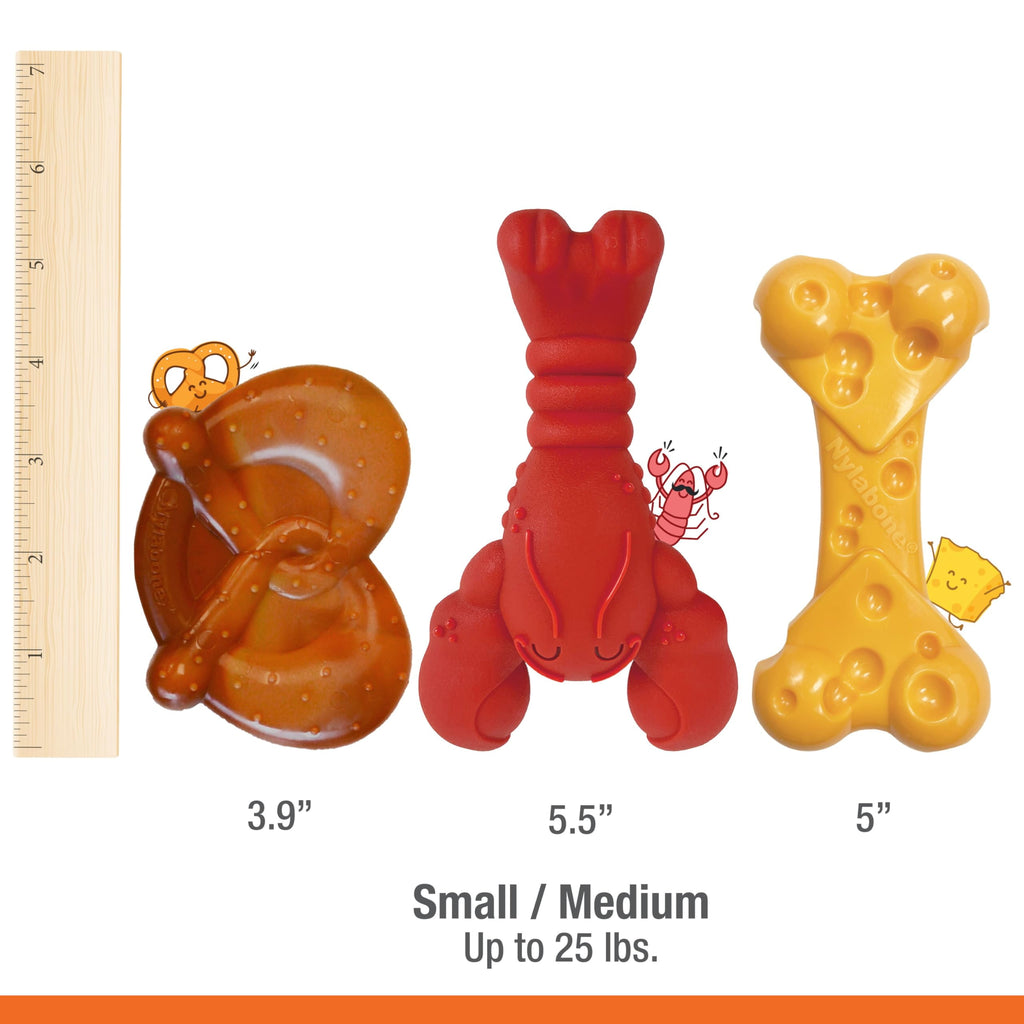 Nylabone Power Chew Toy Bundle, Cute Dog Toys for Aggressive Chewers, Filet Mignon, Cheese, and Bacon Flavors, Small Dogs - Up to 25 lbs, 3 Pack