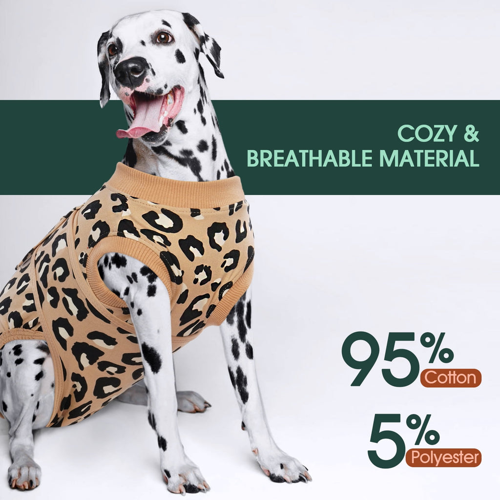 Kuoser Dog Recovery Suit after Surgery, Professional Surgical Onesie for Male Female Dogs, Soft Pet Surgery Suit for Abdominal Wounds Skin Disease, Purple Leopard, XL