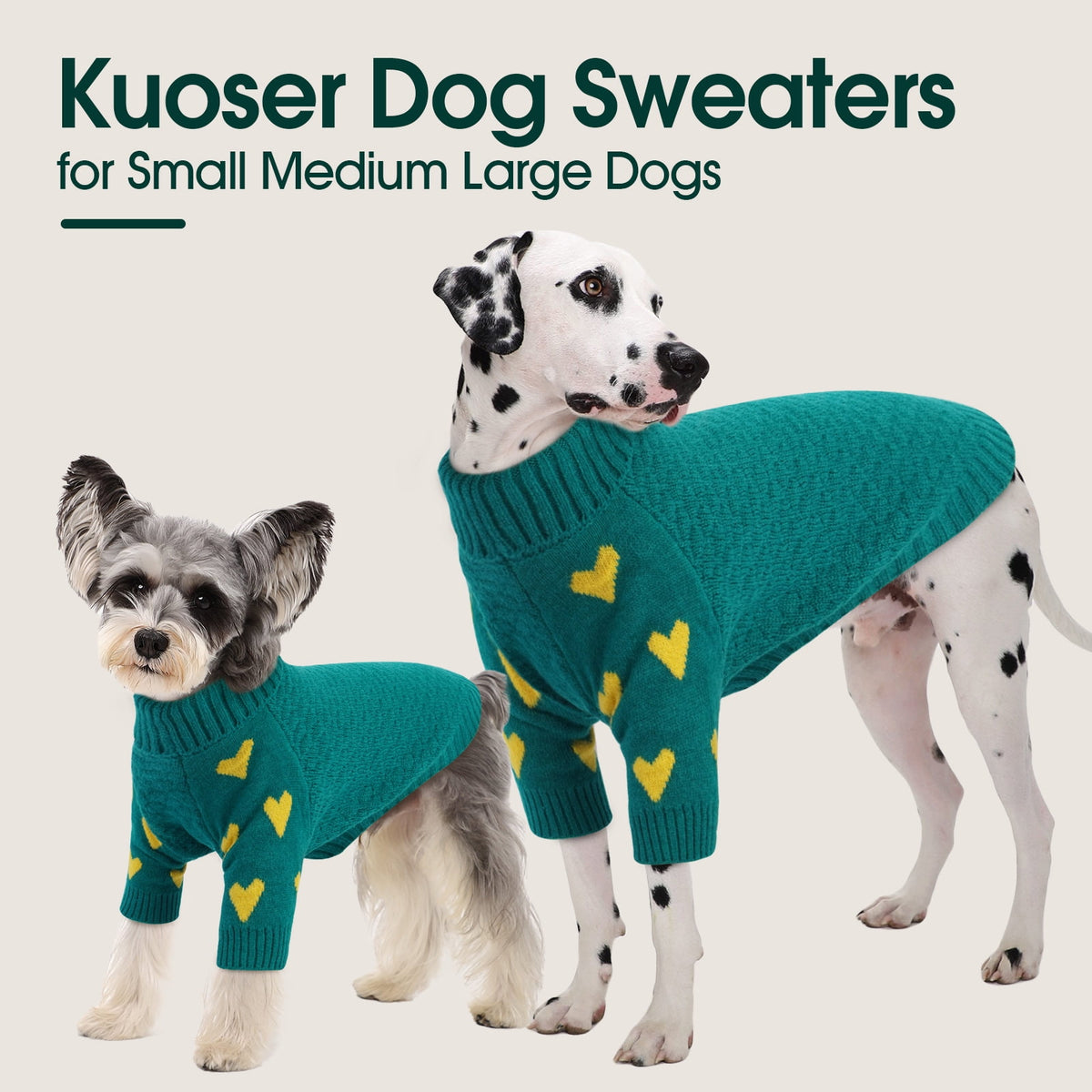 Kuoser Dog Sweater, Turtleneck Pet Sweatshirt, Thick Doggy Winter Clothes for Fall Xmas, Red, M