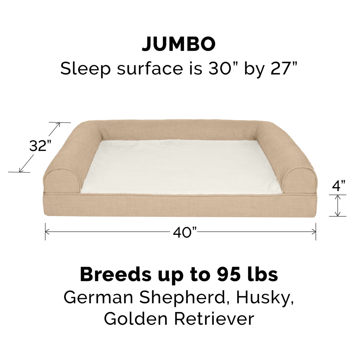 FurHaven Pet Products Plush & Performance Linen Orthopedic Sofa Pet Bed for Dogs & Cats - Mist Gray, Large