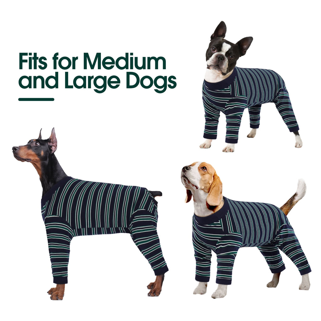 Kuoser Dog Recovery Suit Long Sleeve Dog Onesie after Surgery, Navy Blue, M