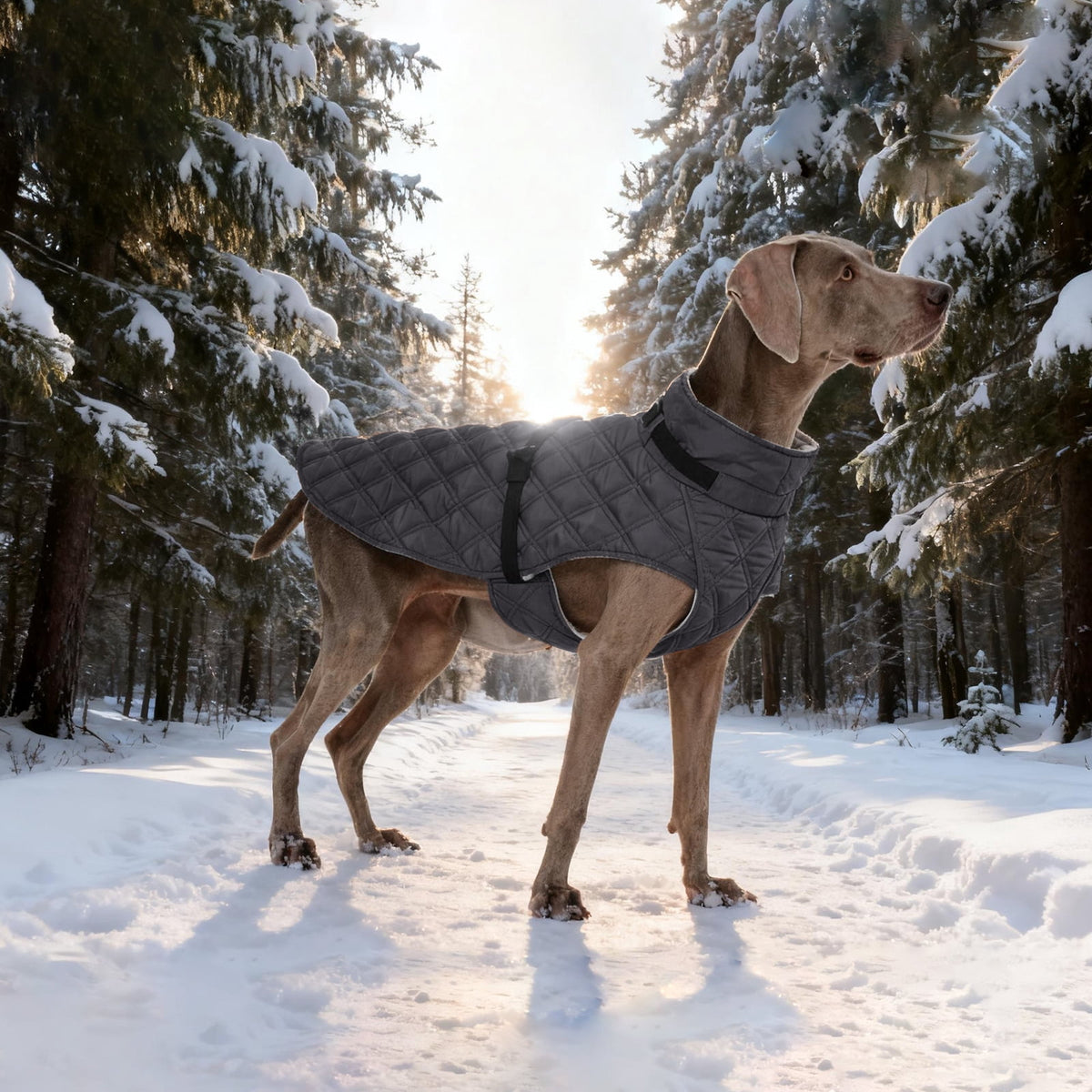 Kuoser Dog Winter Coat Warm Reflective Pet Jacket Waterproof Cold Weather Clothes for Dogs, Gray, M