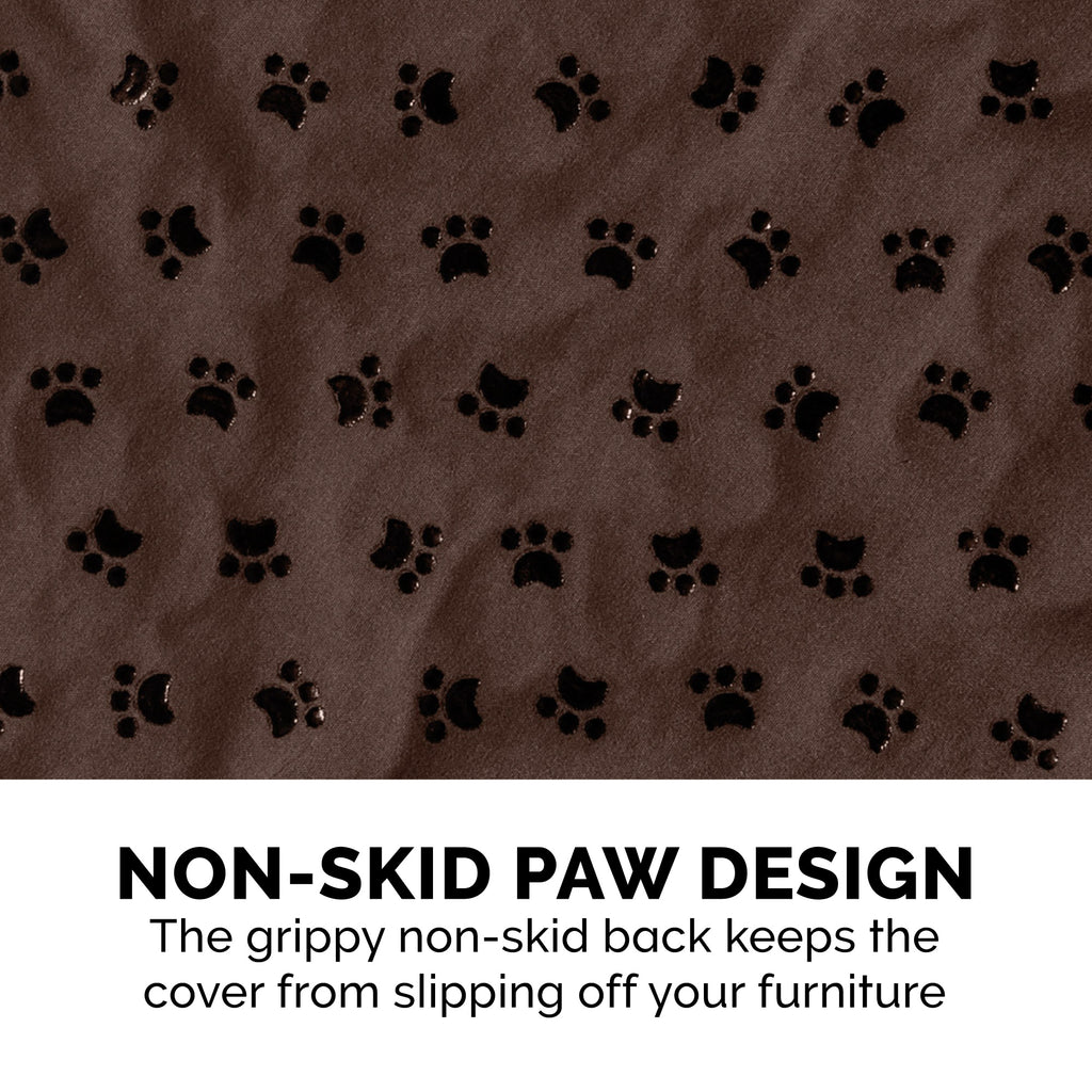 FurHaven Pawprint Non-Skid Sofa and Chair Furniture Protector for Dogs and Cats - Sofa, Dark Brown
