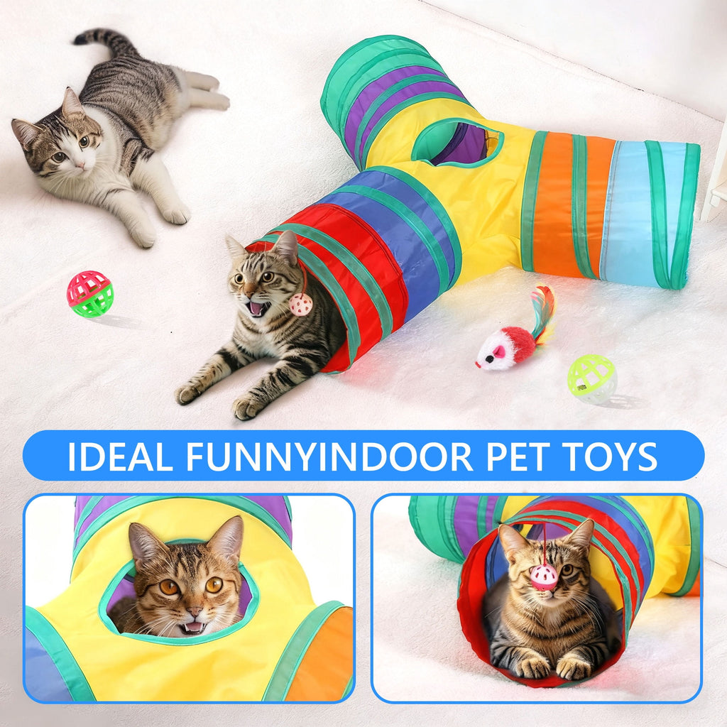 Semfri Cat Toys Tunnels Collapsible Pets Cat Jungle Tunnels Kitty Toys Balls