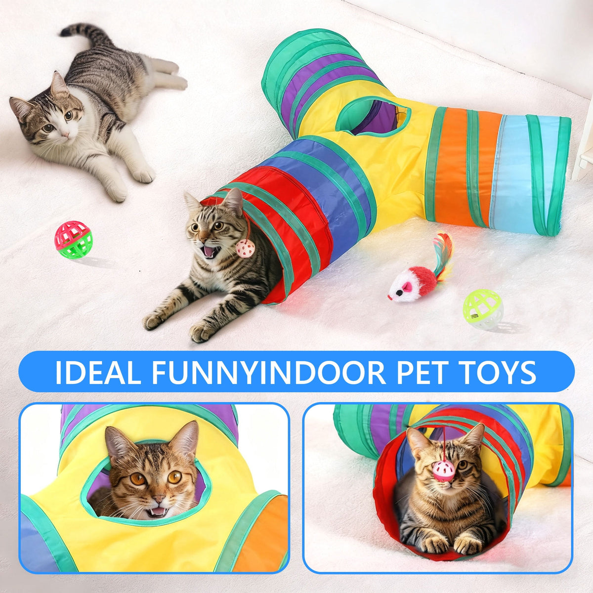 Semfri Cat Toys Tunnels Collapsible Pets Cat Jungle Tunnels Kitty Toys Balls