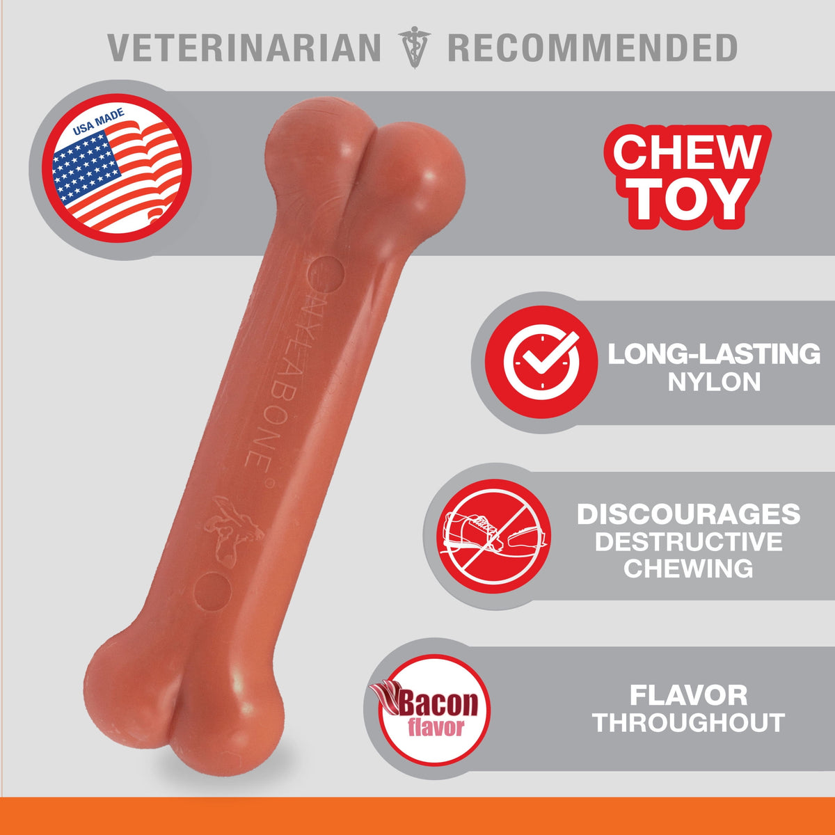 Nylabone Power Chew Original Bone Dog Toy, Dog Chew Toy, Original Flavor, Large, 1 Count