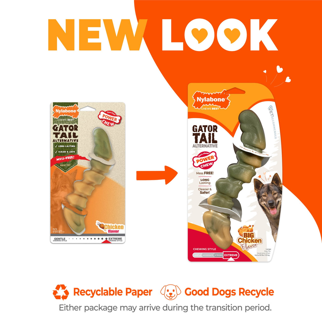 Nylabone Power Chew Gator Tail Alternative Dog Chew Toy Chicken Large (1 Count)