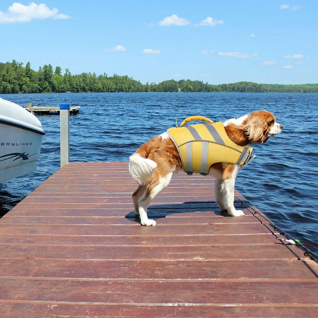 Kuoser Dog Life Jacket with Reflective Stripes, Adjustable Dog Life Vest, Red, M