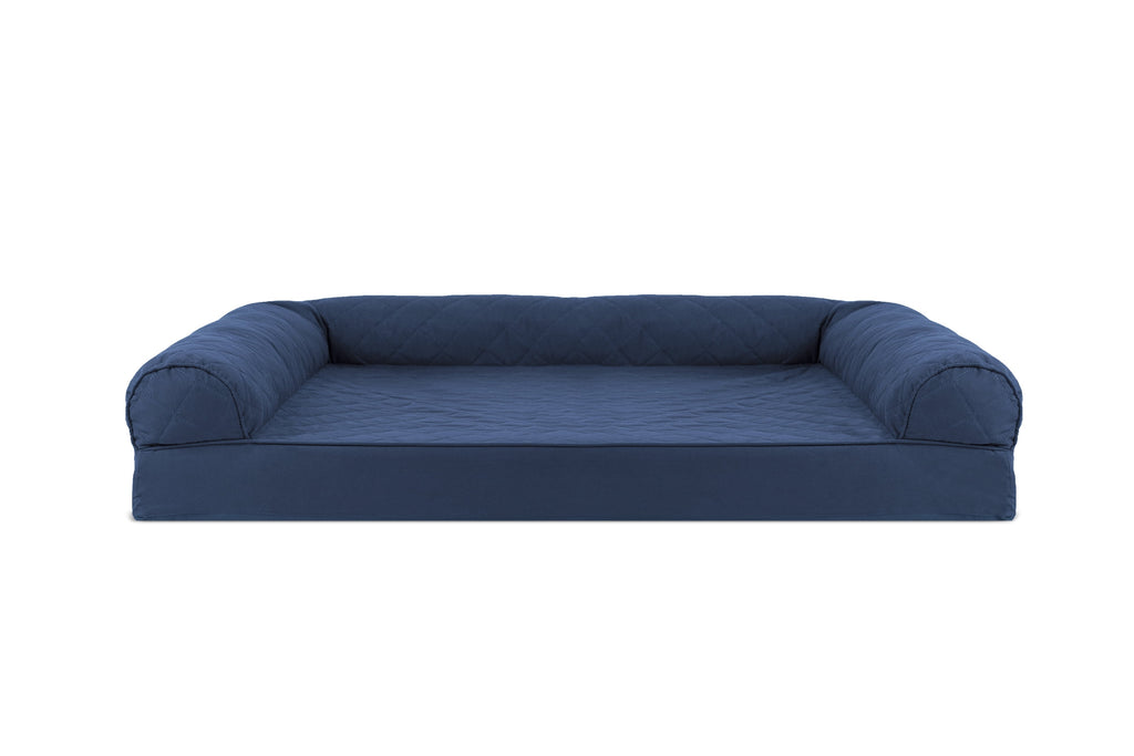 FurHaven Classic Sofa Orthopedic Dog Bed For Large Dogs, Solid Orthopedic Foam Slab for Joint Support, Removable Washable Cover, Jumbo Plus/XXL, Quilted Sofa, Ensign Blue