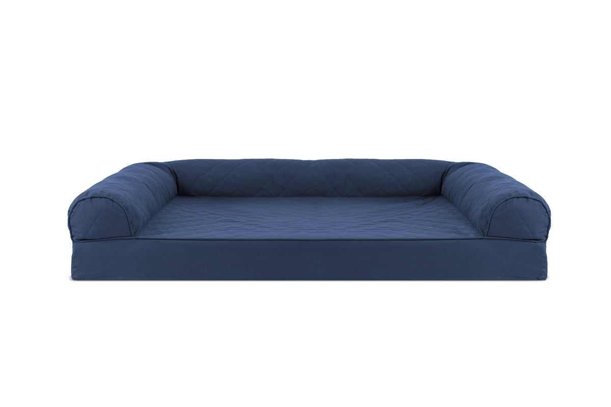 FurHaven Classic Sofa Orthopedic Dog Bed For Large Dogs, Solid Orthopedic Foam Slab for Joint Support, Removable Washable Cover, Jumbo Plus/XXL, Quilted Sofa, Ensign Blue