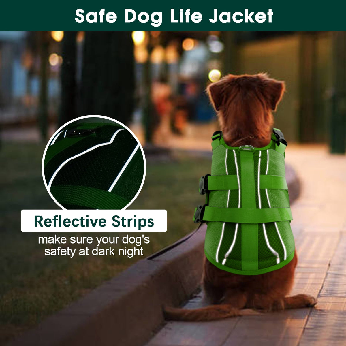 Kuoser Dog Life Jacket, Reflective and Adjustable Dog Life Vest for Small Medium Large Dogs Red, S