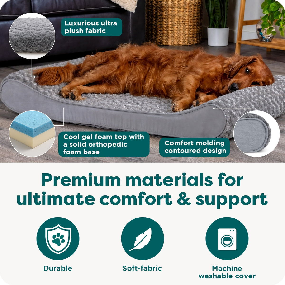 FurHaven Ultra Plush & Suede Gel-Top Luxe Lounger, Chocolate, Jumbo, 1 Count