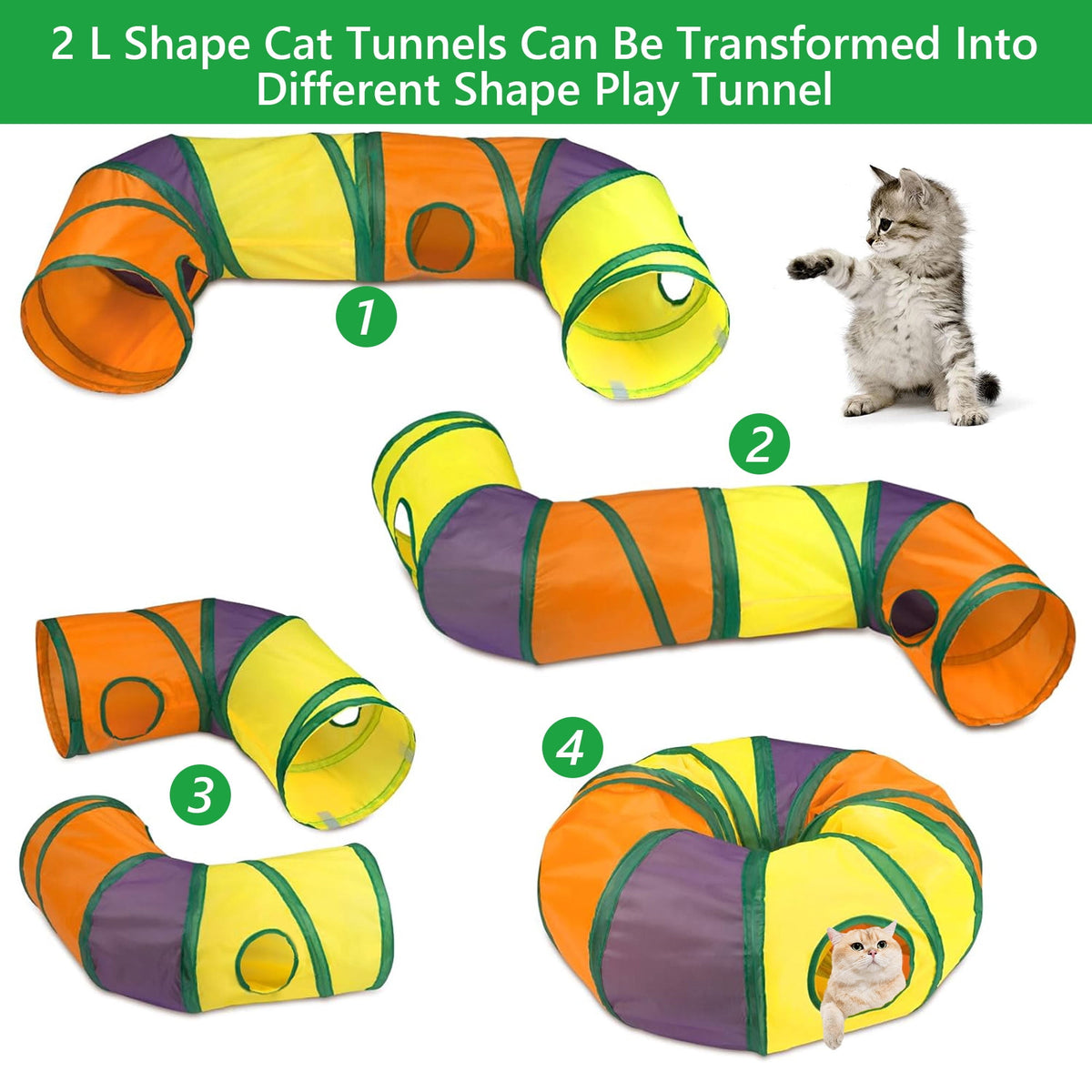 Semfri Cat Toys Tunnels Collapsible Pets Cat Jungle Tunnels Kitty Toys Balls