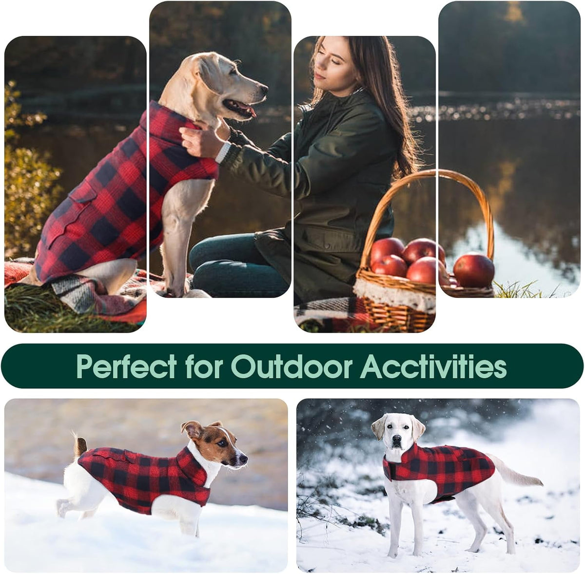 Kuoser Dog Winter Coat, Cozy Fleece Lining Dog Jacket Windproof Waterproof Pet Clothes with Pocket, Red, M