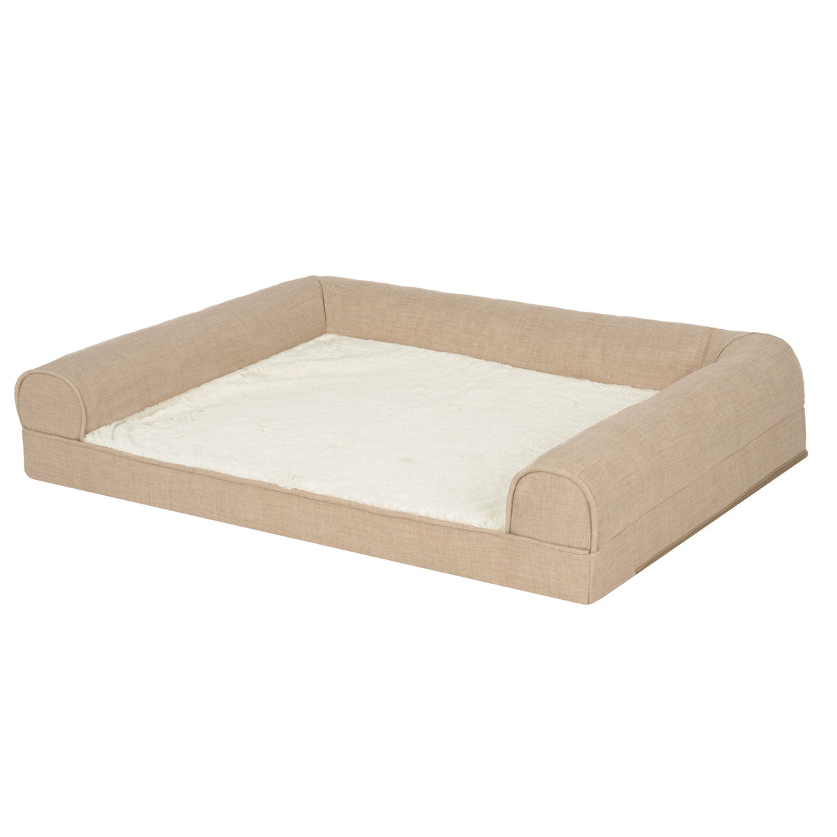 FurHaven Pet Products Plush & Performance Linen Orthopedic Sofa Pet Bed for Dogs & Cats - Mist Gray, Large