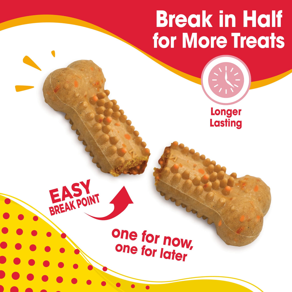 Nylabone Nubz Flavor Bursts Natural Dog Treats for Large Dogs, Bacon & Cheese Flavor Dog Bones, Large - 30+ lbs., 7 Count