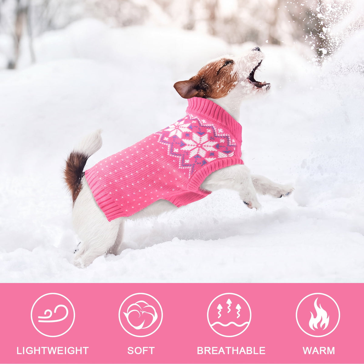 Kuoser Dog Cat Sweater, Holiday Christmas Snowflake Pet Warm Knitwear, Green, M