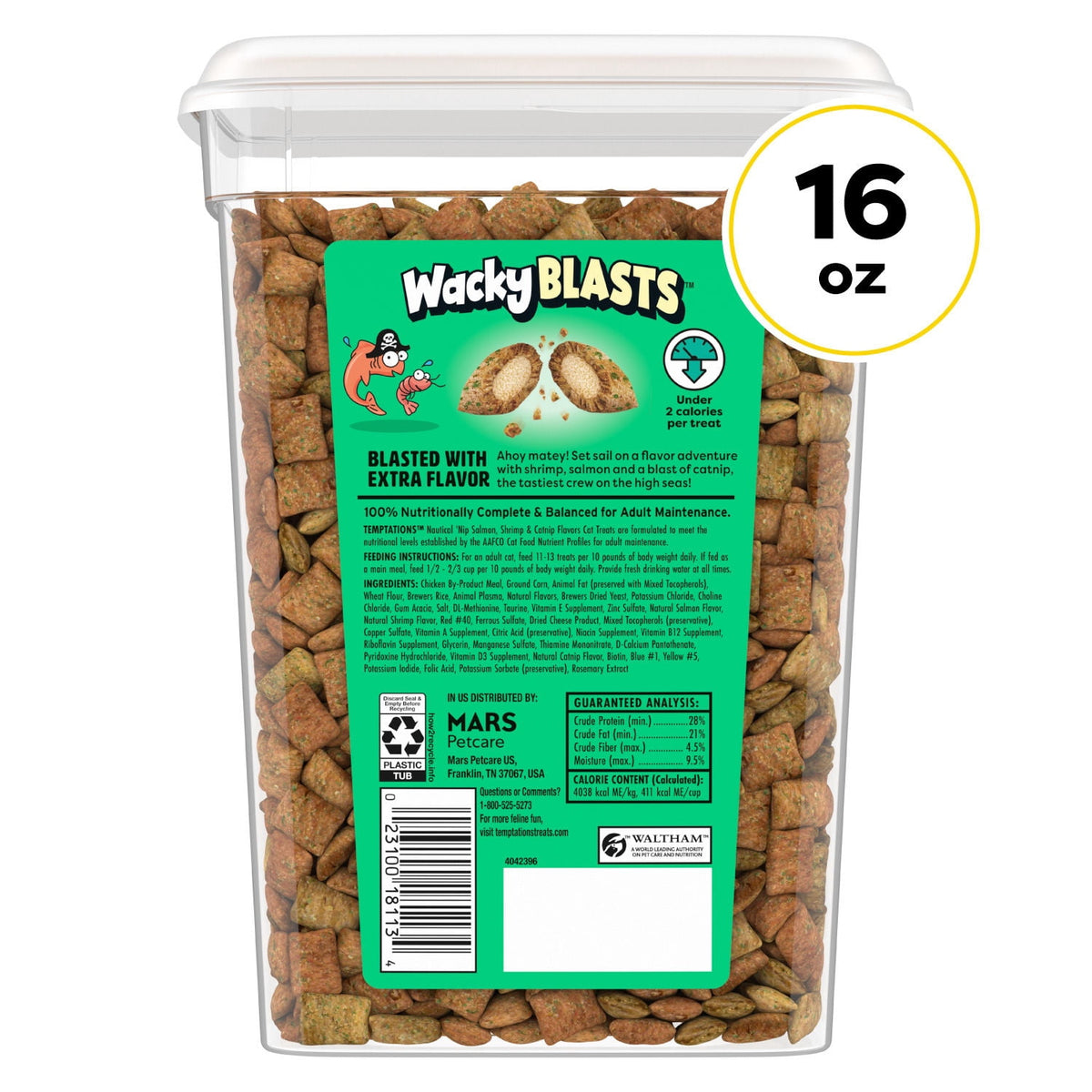 Temptations Cat Treats Wacky Blasts, Nautical ‘Nip Flavor, 16 oz. Pouch